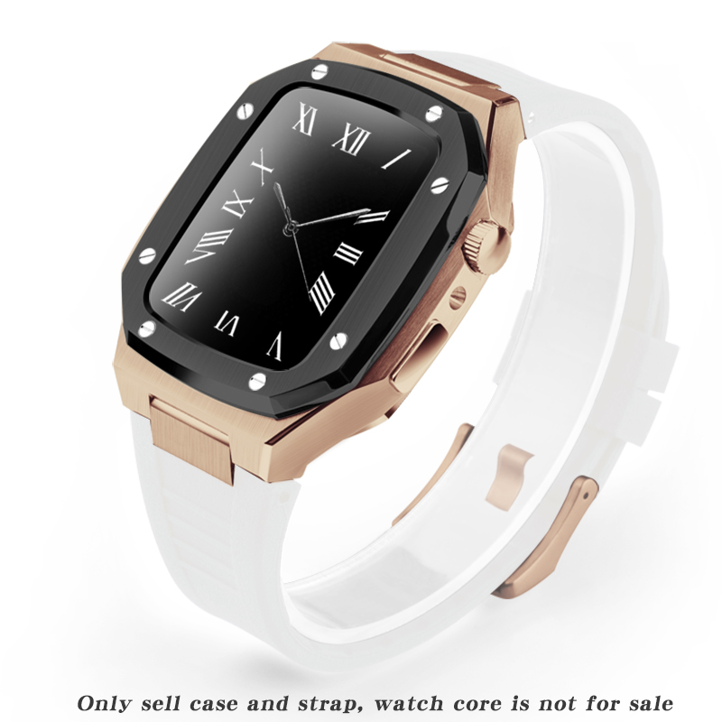 Stainless Steel Smart Watch Case | Plated Rubber Strap Mod Kit