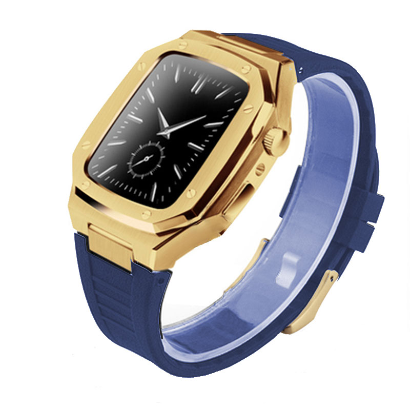 Stainless Steel Smart Watch Case | Plated Rubber Strap Mod Kit