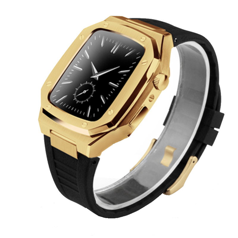 Stainless Steel Smart Watch Case | Plated Rubber Strap Mod Kit