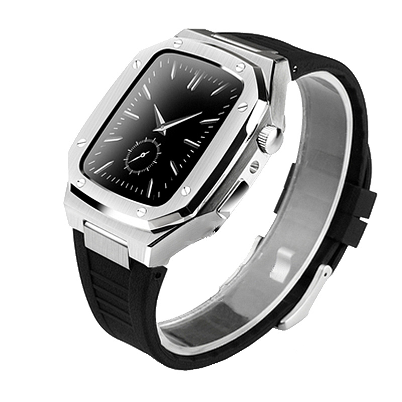 Stainless Steel Smart Watch Case | Plated Rubber Strap Mod Kit