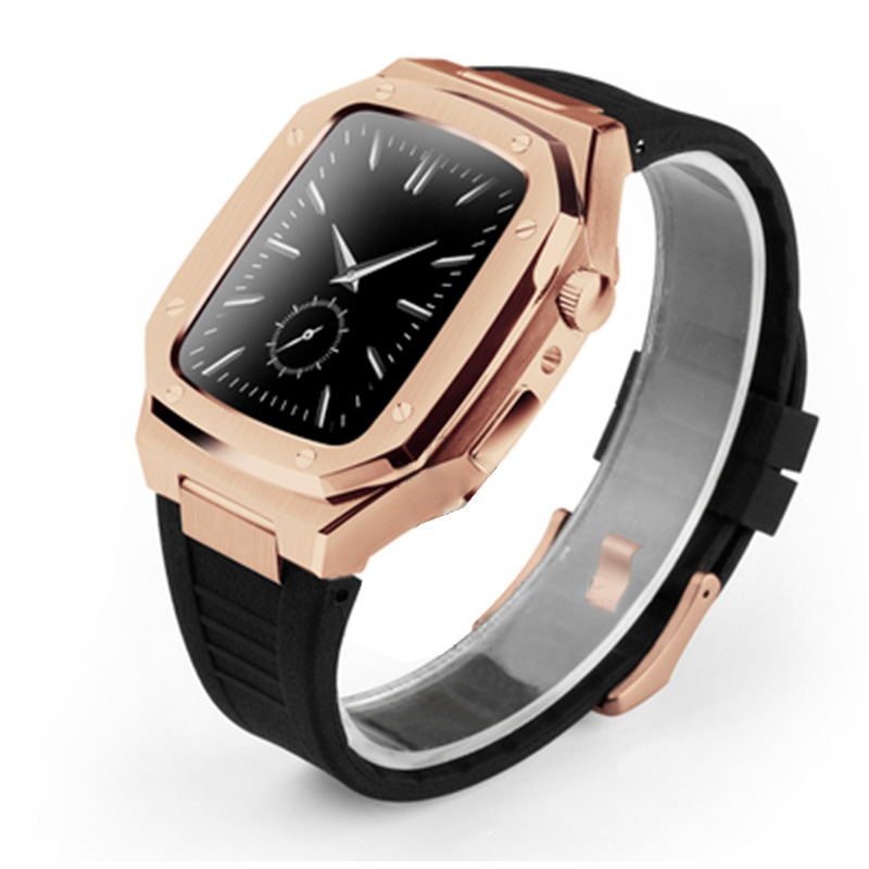 Stainless Steel Smart Watch Case | Plated Rubber Strap Mod Kit