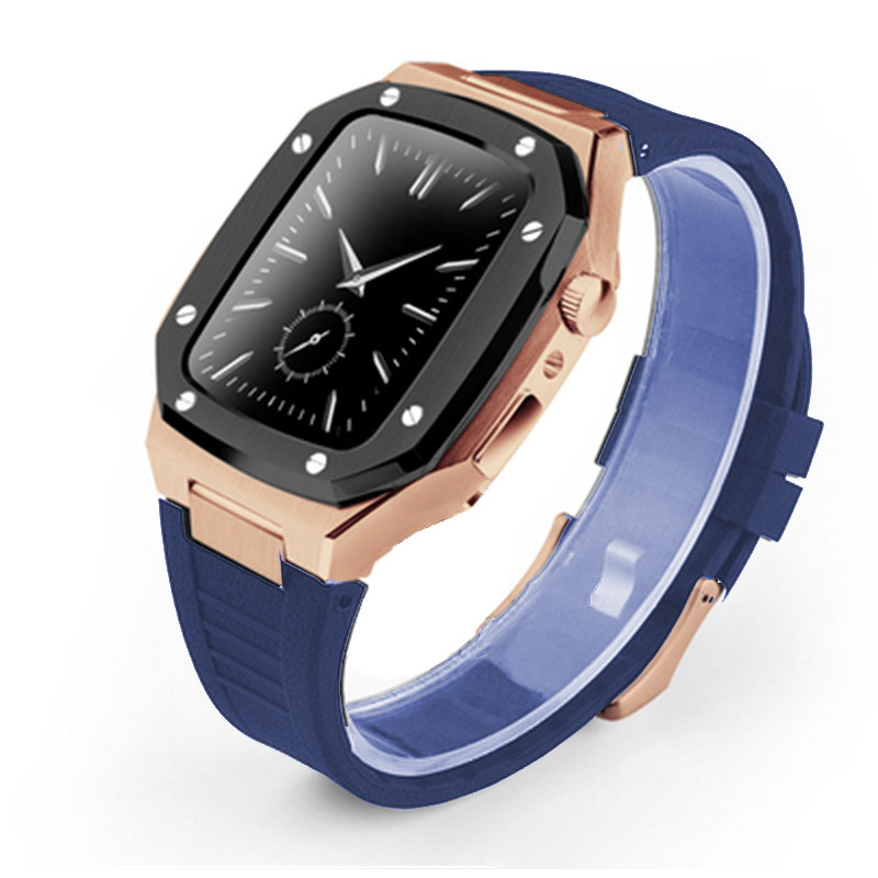 Stainless Steel Smart Watch Case | Plated Rubber Strap Mod Kit