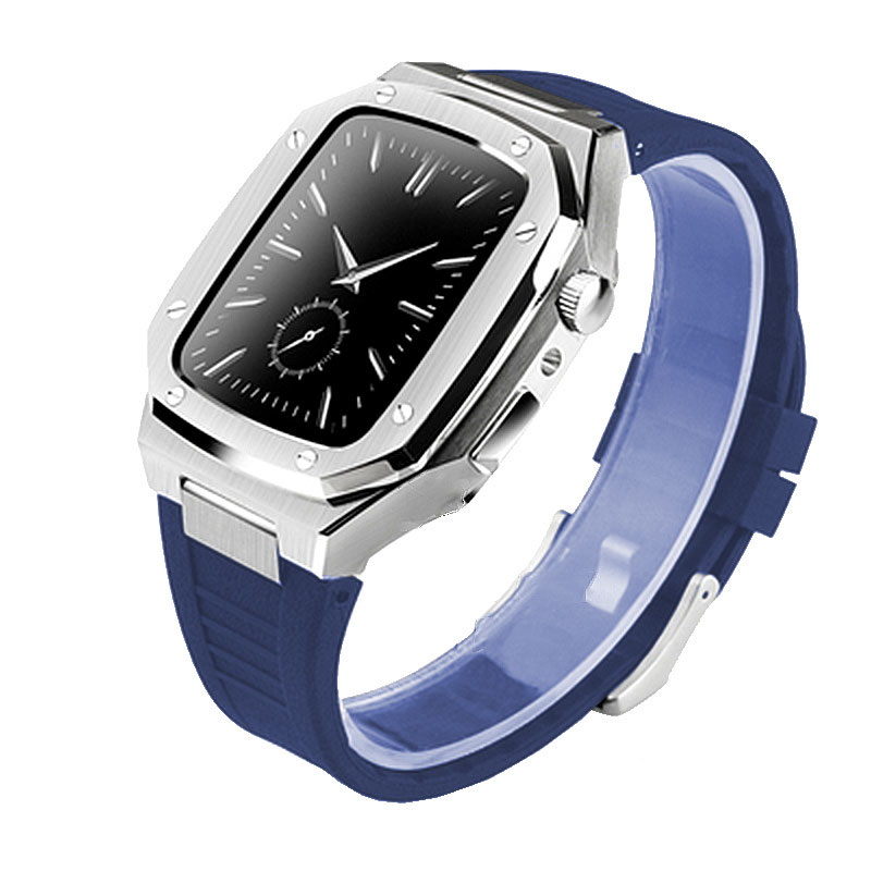 Stainless Steel Smart Watch Case | Plated Rubber Strap Mod Kit