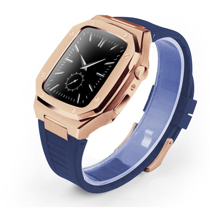 Stainless Steel Smart Watch Case | Plated Rubber Strap Mod Kit