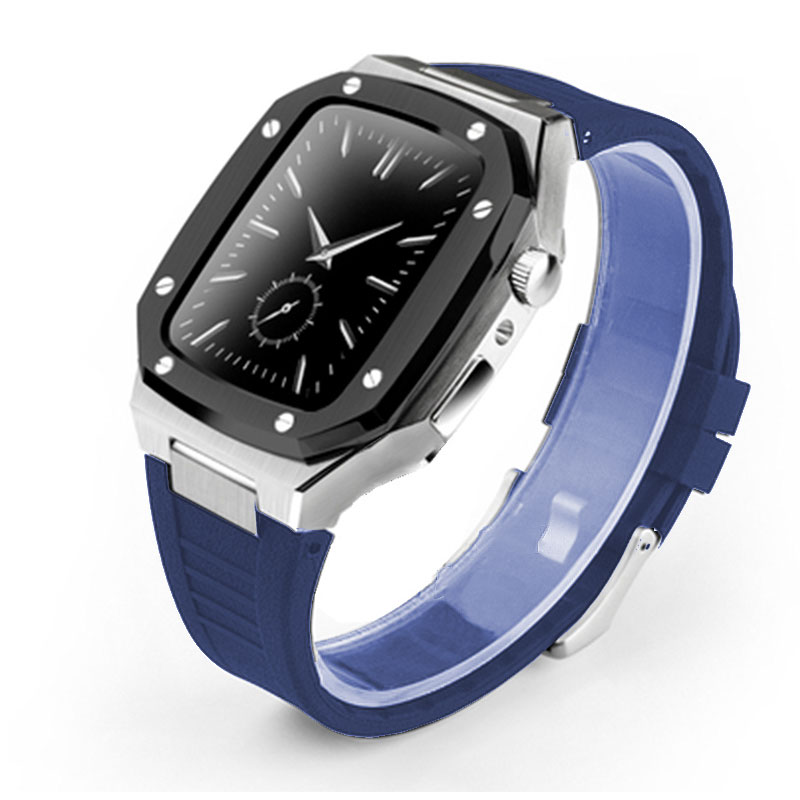 Stainless Steel Smart Watch Case | Plated Rubber Strap Mod Kit