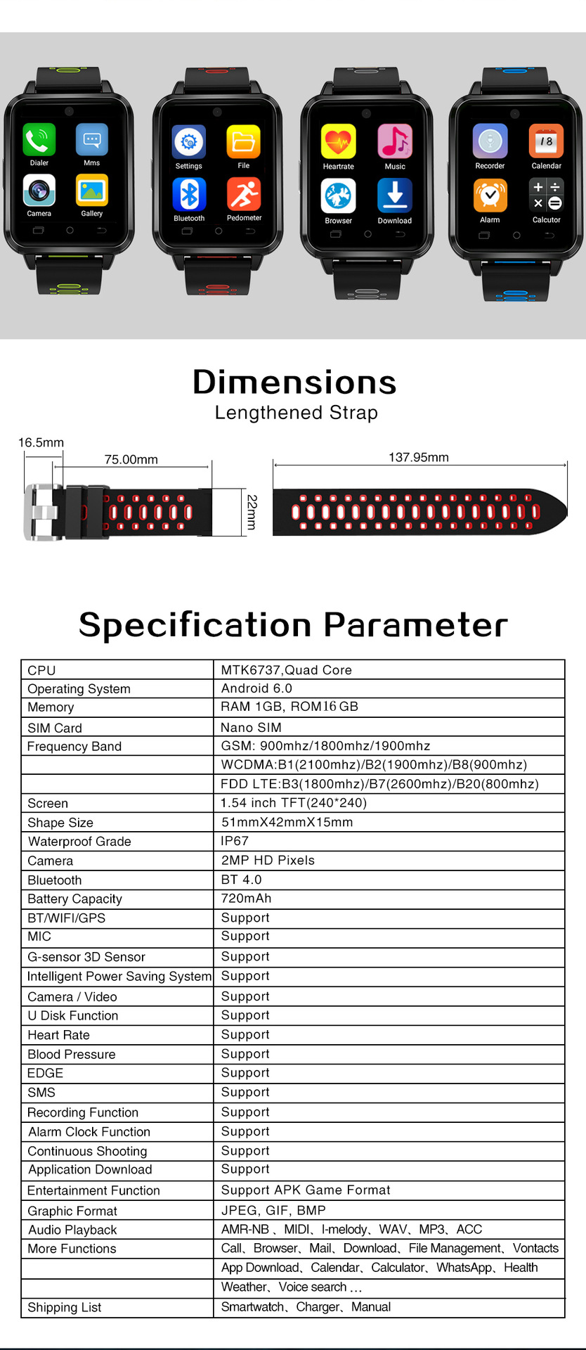 Standalone Android Smart Watch | 1.54" Screen & 3G WiFi