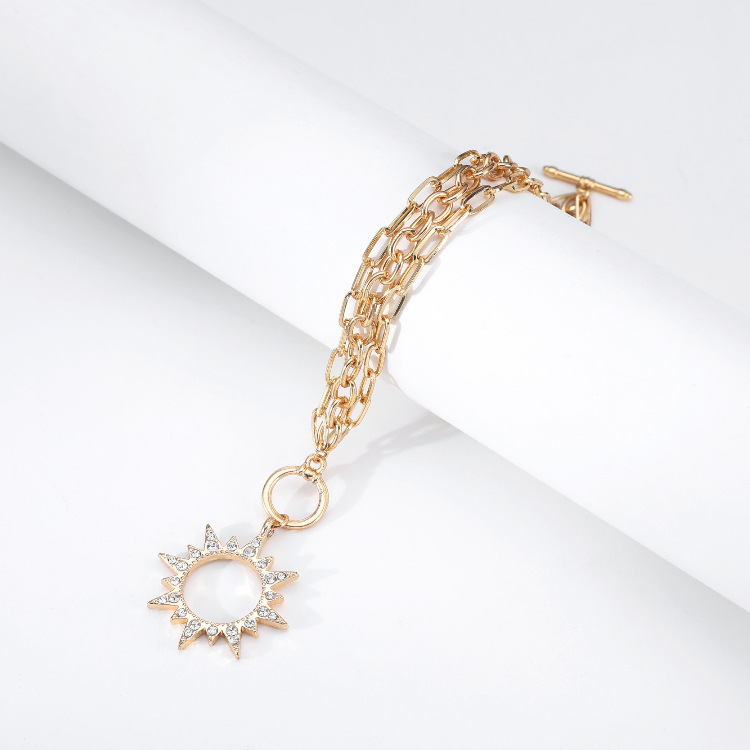 Sun Pendant Multi-Layer Bracelet | Bohemian Beaded Chain