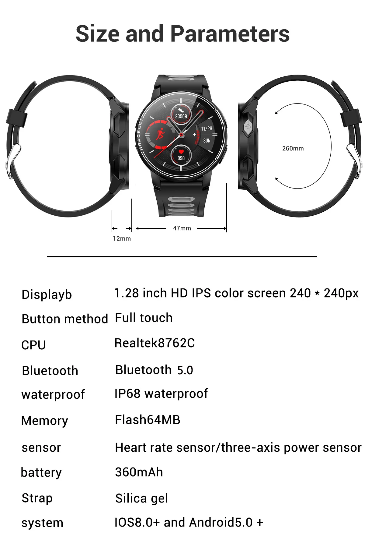 Touchscreen Smart Watch | 1.28" IPS True Colour Display