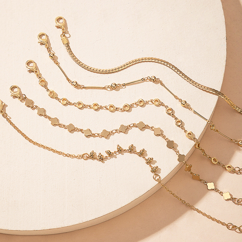 Vintage Geometric Fringe Bracelet | 5-Piece Alloy Set