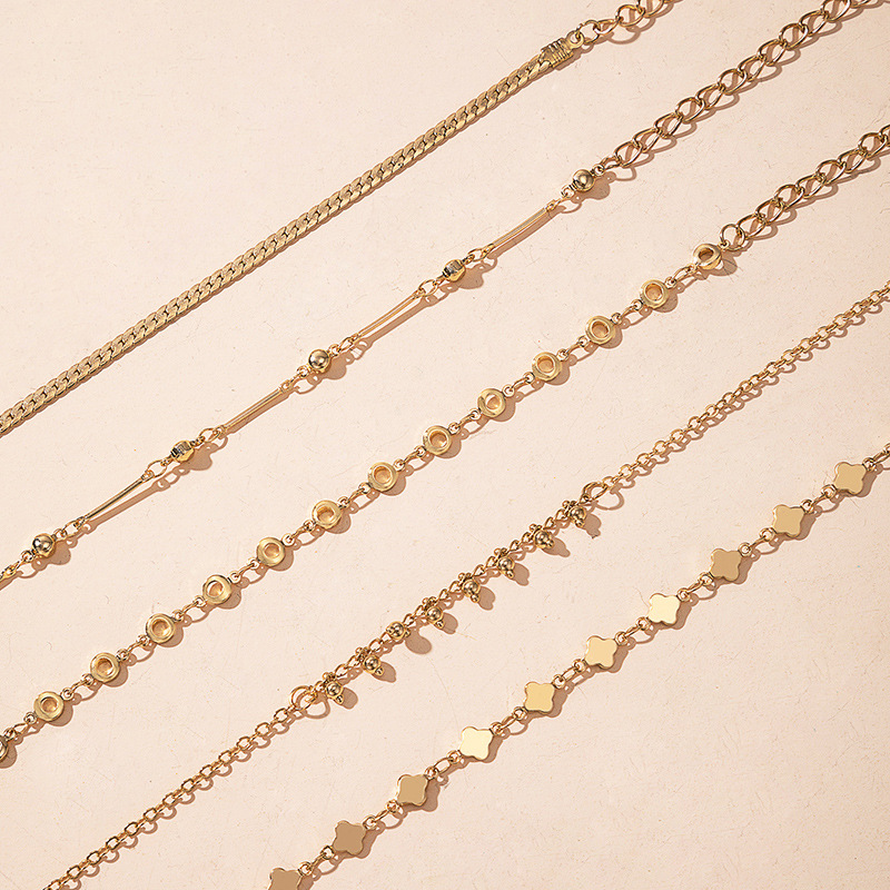 Vintage Geometric Fringe Bracelet | 5-Piece Alloy Set