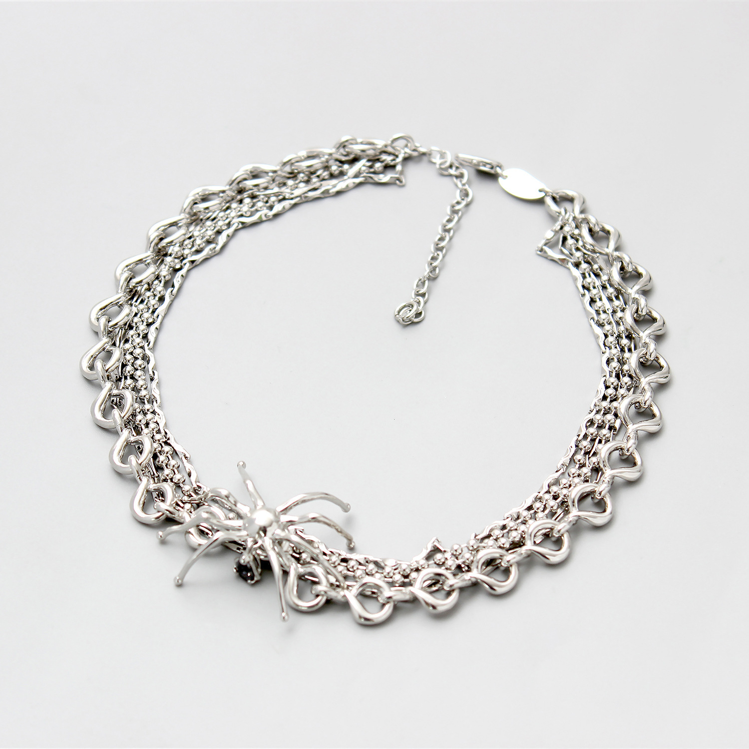 White Gold Spider Necklace | Multi-Layer Clavicle Chain
