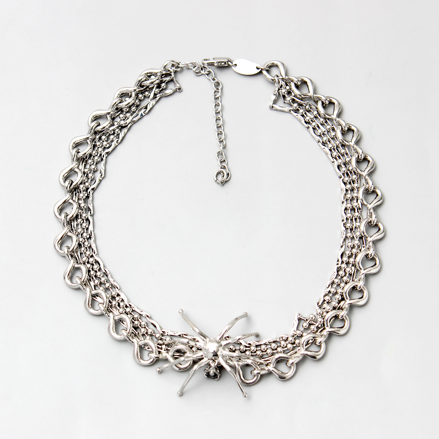 White Gold Spider Necklace | Multi-Layer Clavicle Chain