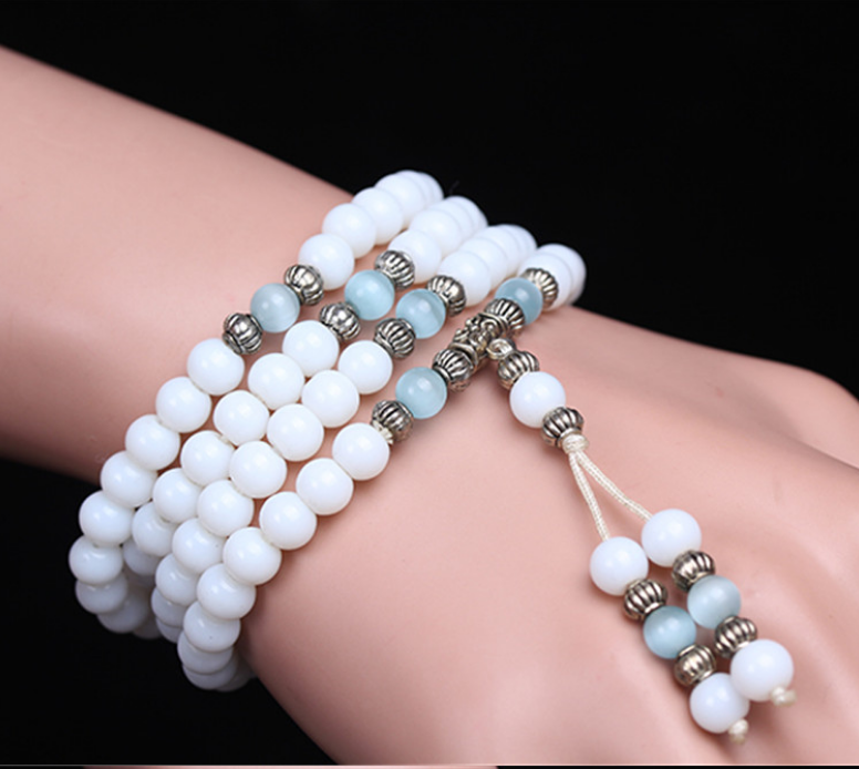 White Jade Crystal Bracelet | Multi-Layer Natural Stone Cuff