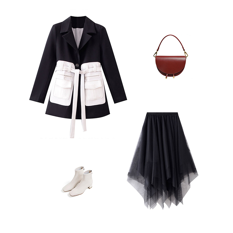 Women's Black Suit Jacket | Tie-Waist Tailored Blazer