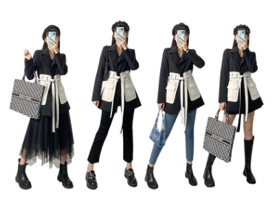 Women's Black Suit Jacket | Tie-Waist Tailored Blazer