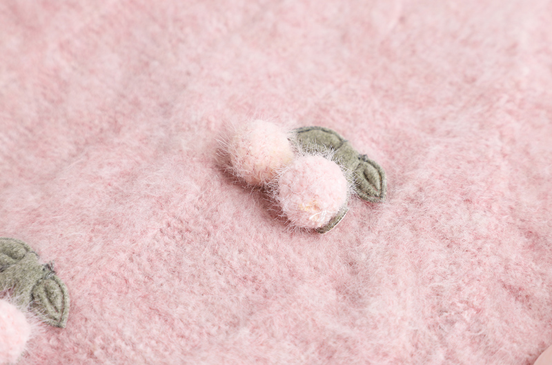 Women's Cherry Knit Cardigan | Pink Retro Sweater