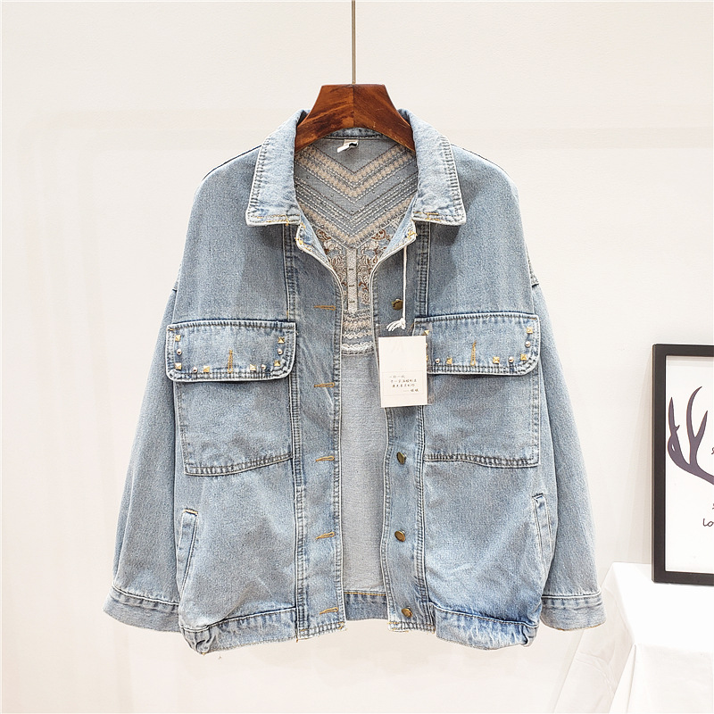 Women's Embroidered Denim Jacket | Loose Casual Fit