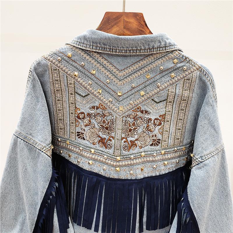 Women's Embroidered Denim Jacket | Loose Casual Fit