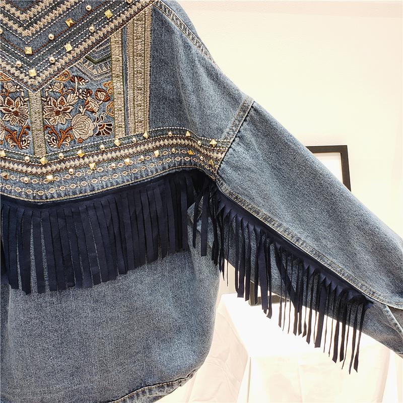 Women's Embroidered Denim Jacket | Loose Casual Fit
