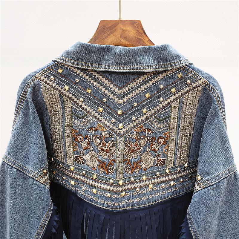 Women's Embroidered Denim Jacket | Loose Casual Fit