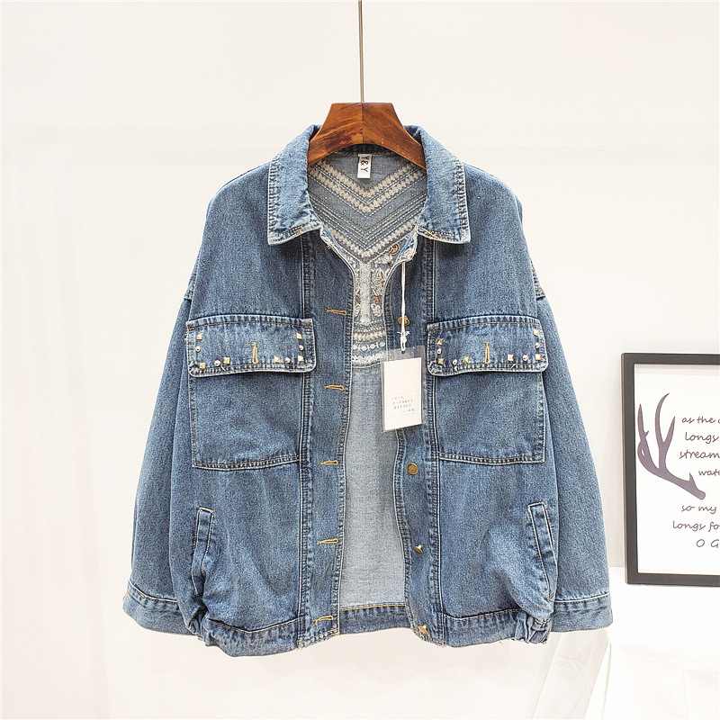 Women's Embroidered Denim Jacket | Loose Casual Fit