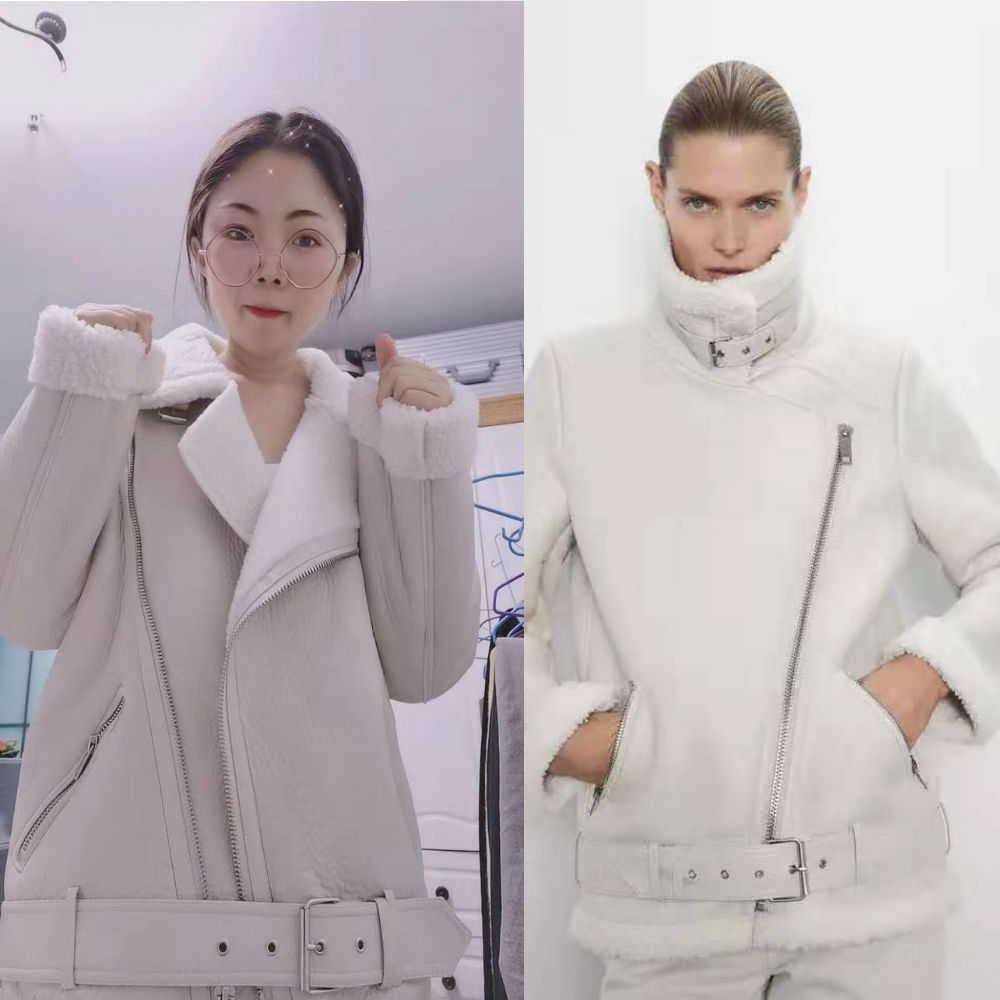 Women's Faux Lamb Leather Jacket | PU Winter Coat