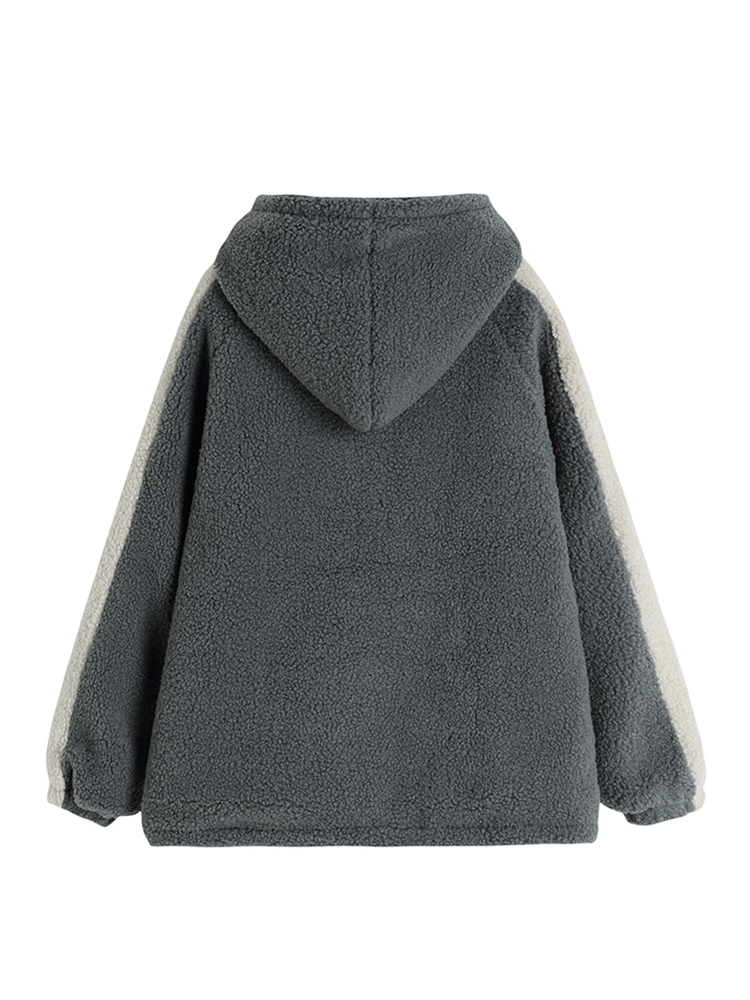 Women's Hooded Lambswool Coat | Loose Winter Fleece