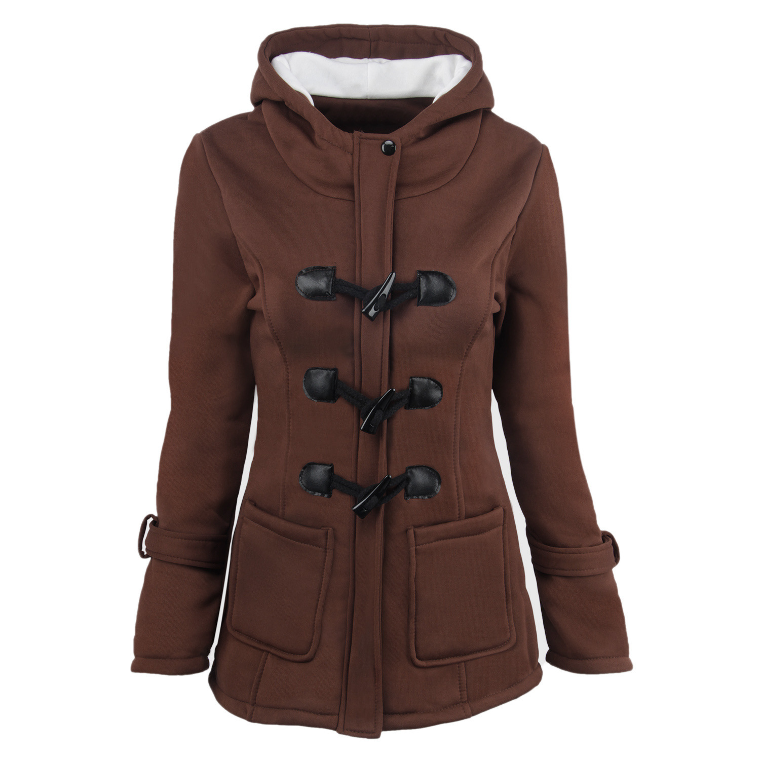 Women's Horn Buckle Coat | Hooded Winter Jacket