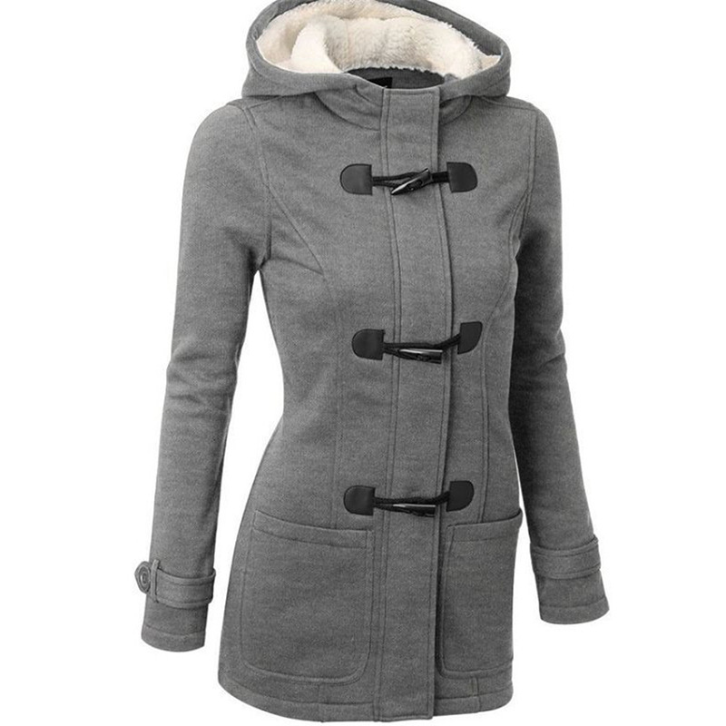 Women's Horn Buckle Coat | Hooded Winter Jacket