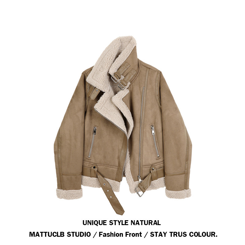 Women's Lambswool Motorcycle Jacket | Thick Winter Coat 6 Women's Lambswool Motorcycle Jacket | Thick Winter Coat