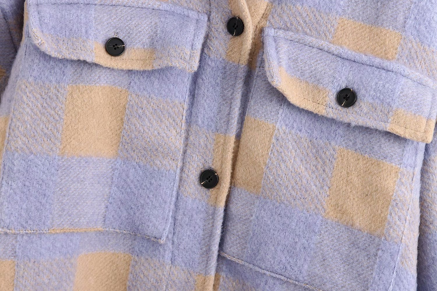 Women's Plaid Woollen Shacket | Pocket Embellished Coat 19 undefined