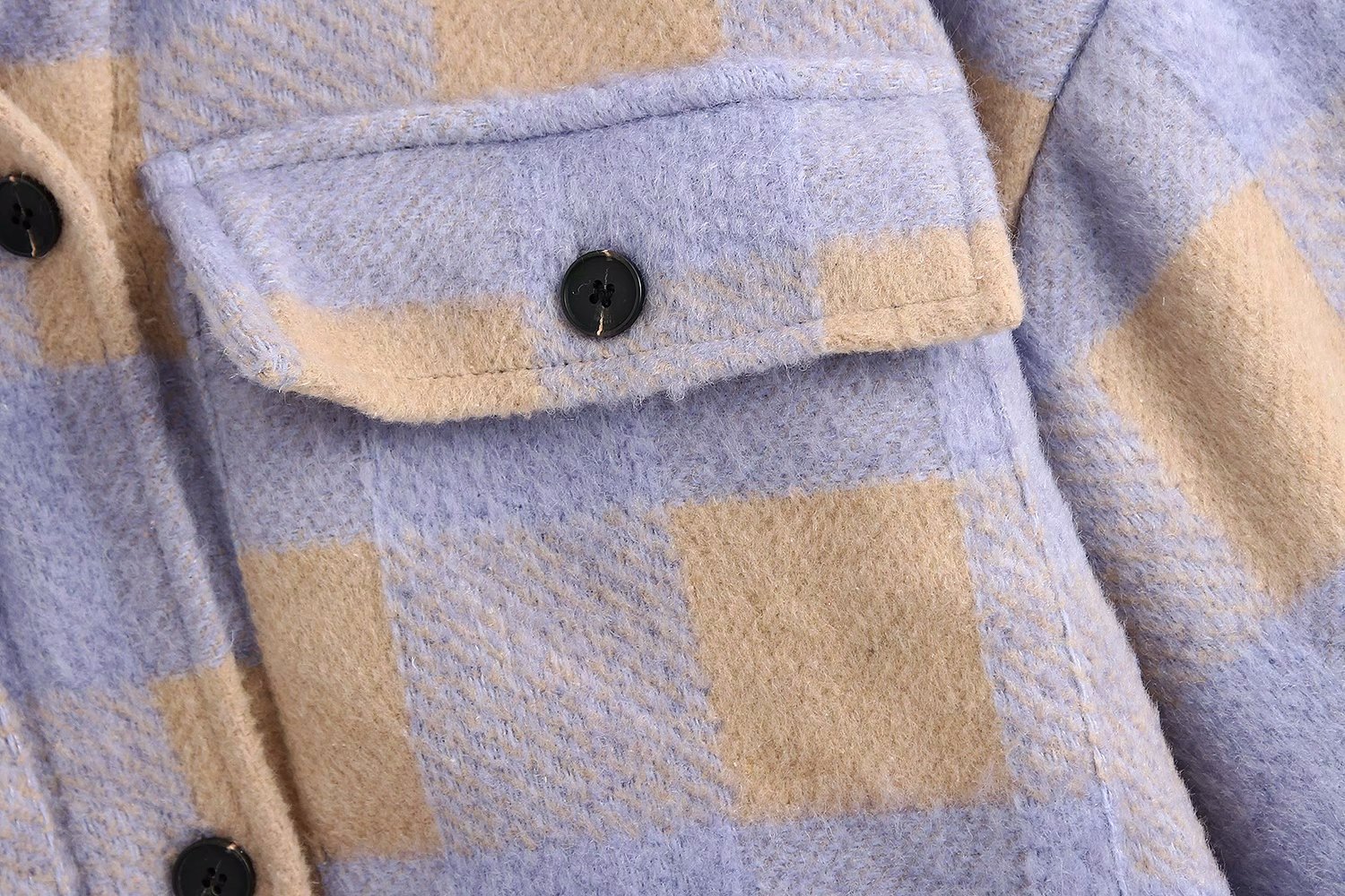 Women's Plaid Woollen Shacket | Pocket Embellished Coat 24 undefined