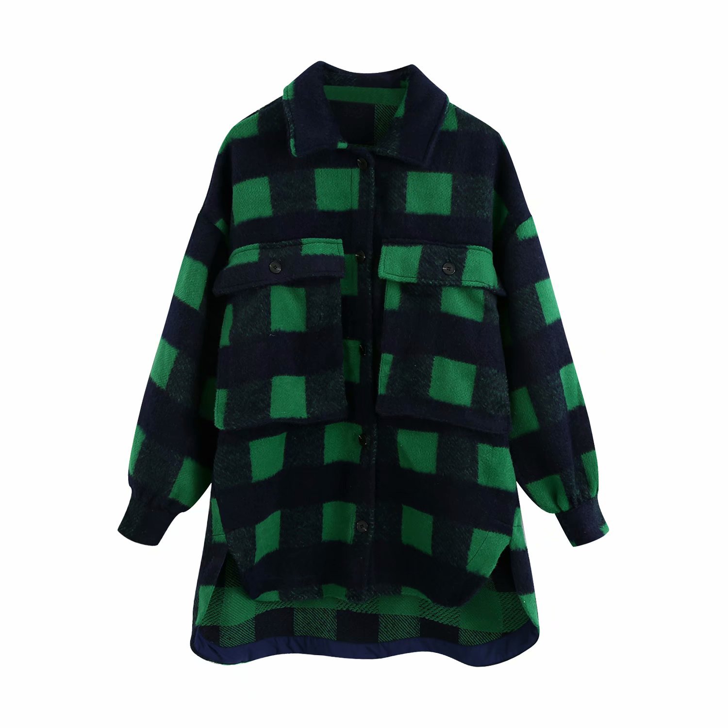 Women's Plaid Woollen Shacket | Pocket Embellished Coat 10 undefined