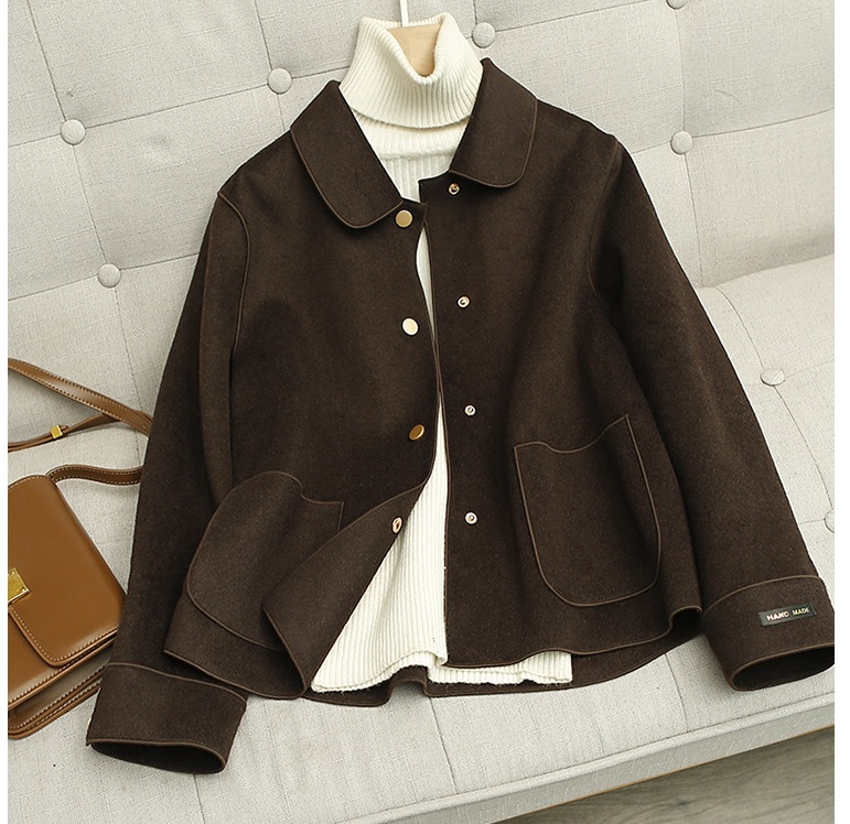 Women's Short Woollen Coat | Double-Sided Cardigan