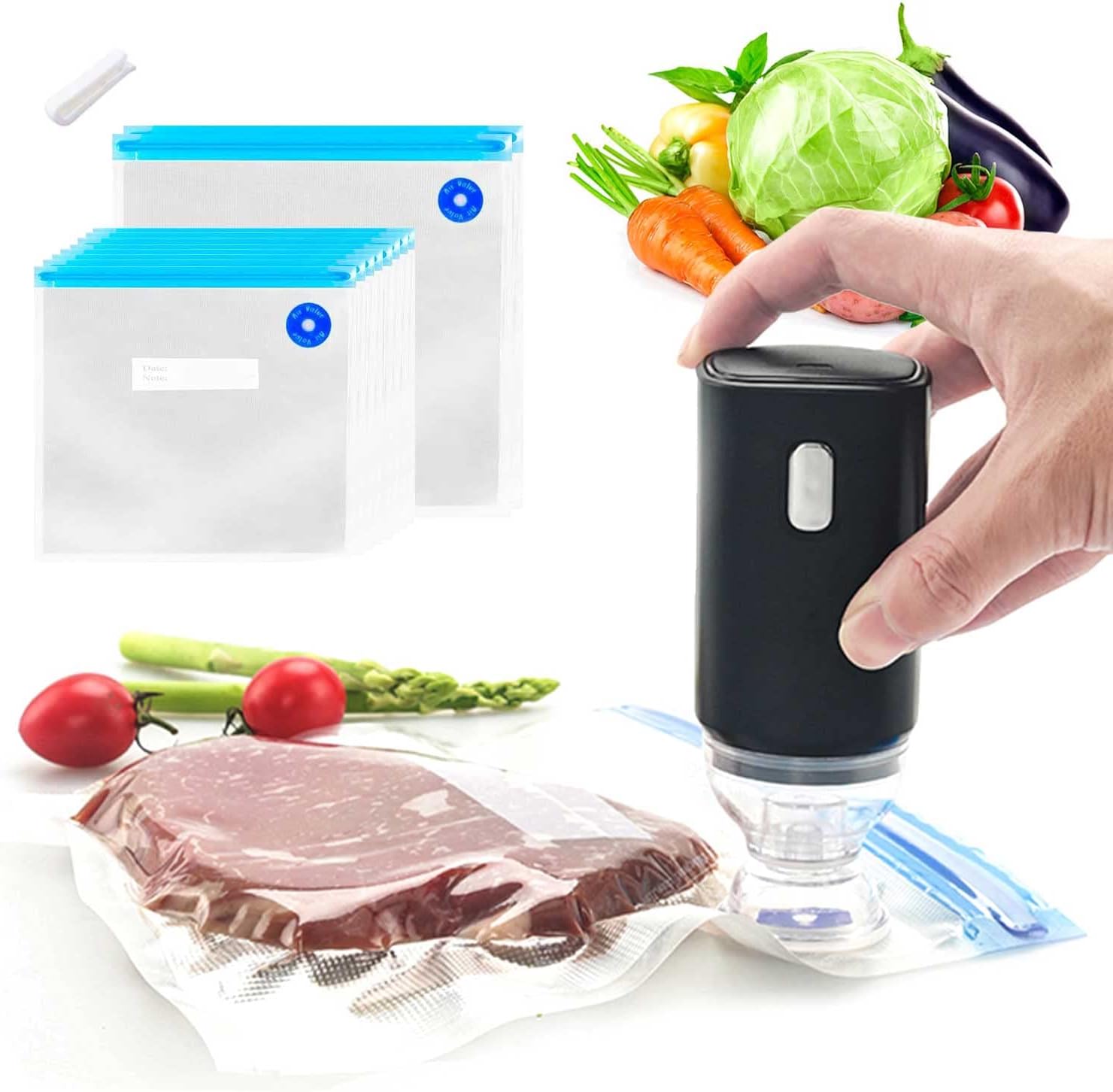 Handheld Vacuum Food Sealer with 10 Bags — Keep Food Fresh Up to 5x Longer 1 handheld vacuum food sealer UK