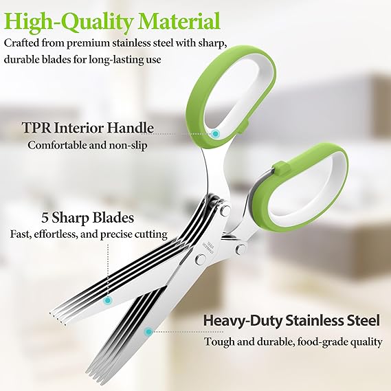 5-Blade Herb Scissors with Cleaning Comb — Fresh Herbs in One Snip 4 5-Blade Herb Scissors with Cleaning Comb — Fresh Herbs in One Snip - Image 4