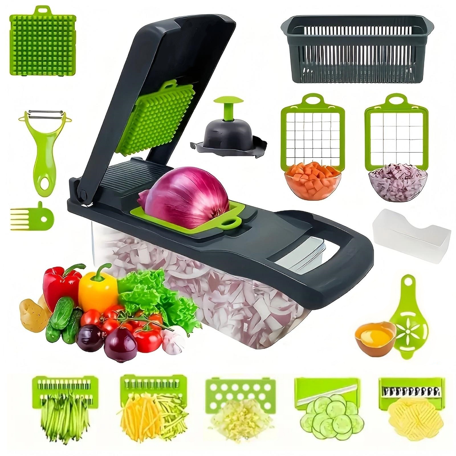 16-in-1 Multifunctional Vegetable Chopper — 8 Blades, Built-In Container 1 16-in-1-vegetable-chopper