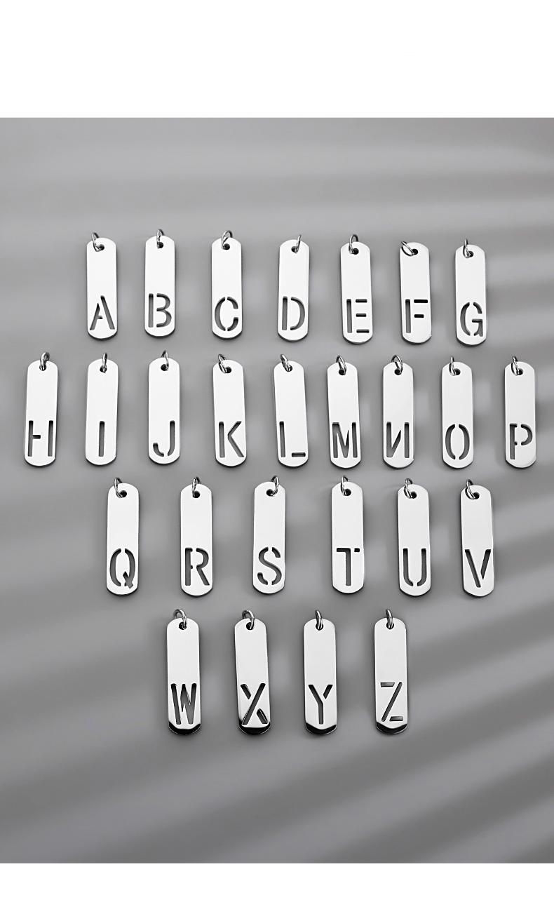 Titanium Steel Letter Necklace | Men's Square Pendant Chain 11 Titanium Steel Letter Necklace | Men's Square Pendant Chain