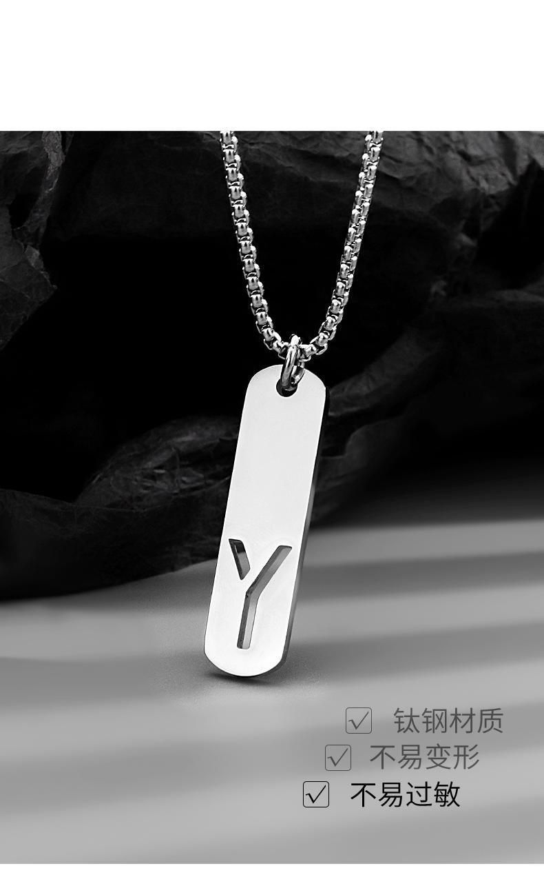 Titanium Steel Letter Necklace | Men's Square Pendant Chain 15 Titanium Steel Letter Necklace | Men's Square Pendant Chain